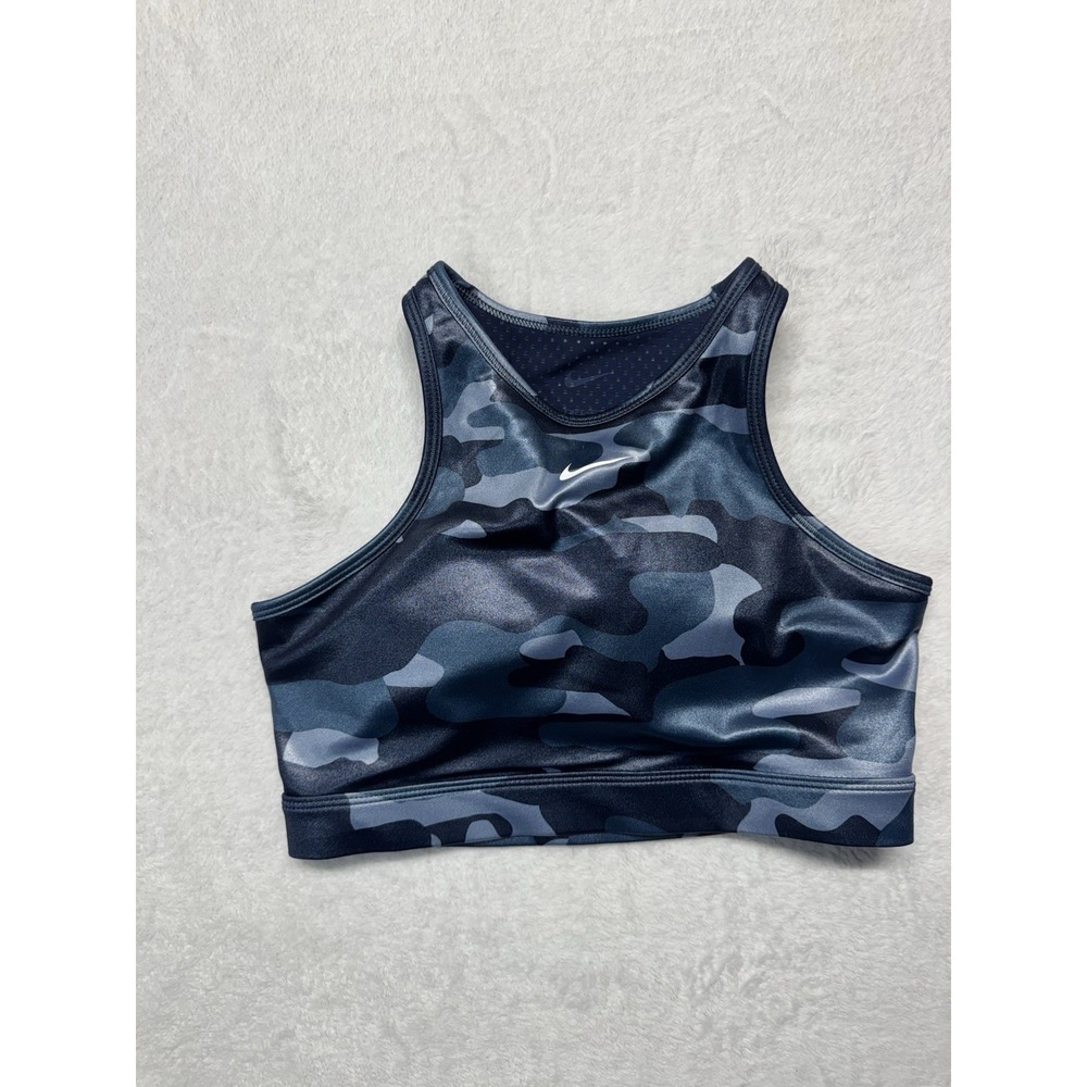 Nike Sports Bra Small Blue Camo Training Gym Apparel Woman's Activewear Bra